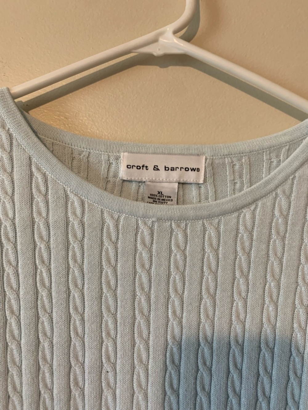 Croft & Barrow Light mint green Cable Knit Tee 100 % cotton - Picture 2 of 6